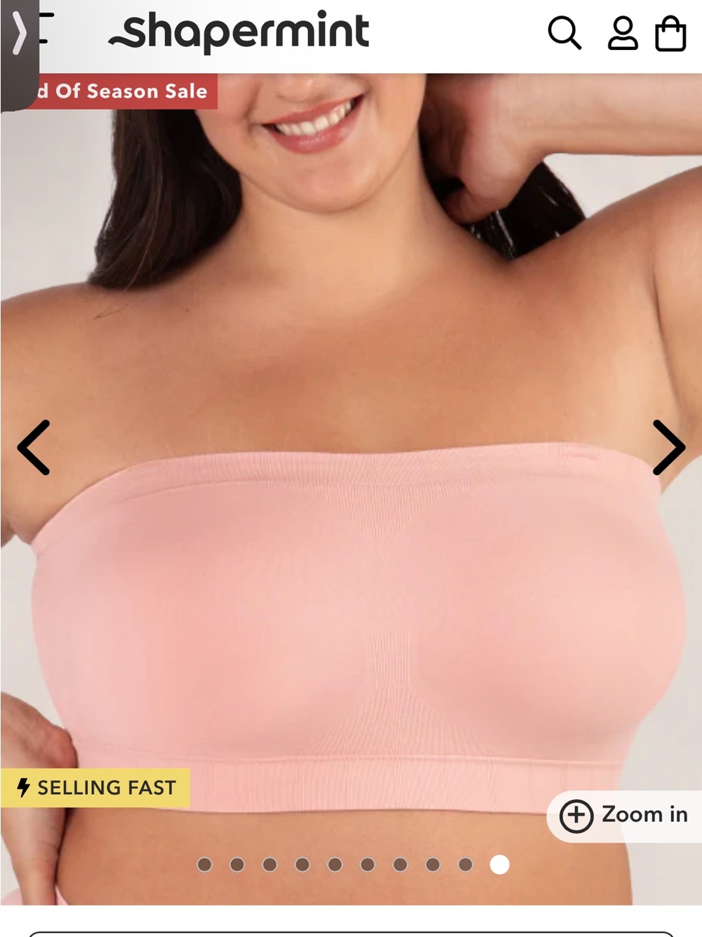Shapermint Seamless Strapless Bandeau - Tan Rose